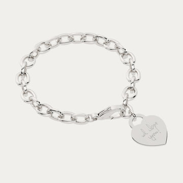 Lucy Heart Silver Actual Handwriting Link Bracelet